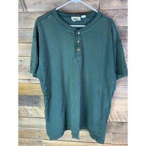 Timber Trail Men's XL Green Short Sleeve Henley T-Shirt 100% Cotton Casual Top
